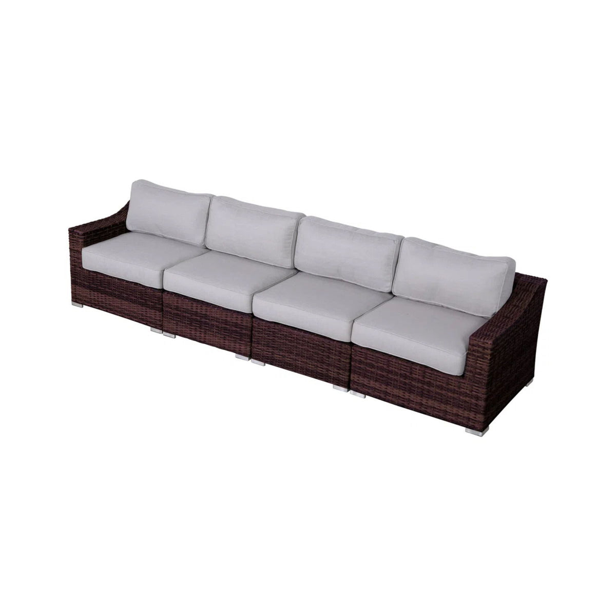 Outdoor 4 Piece Rattan Wicker Sectional Seating Group With Cushions - Brown Mix
