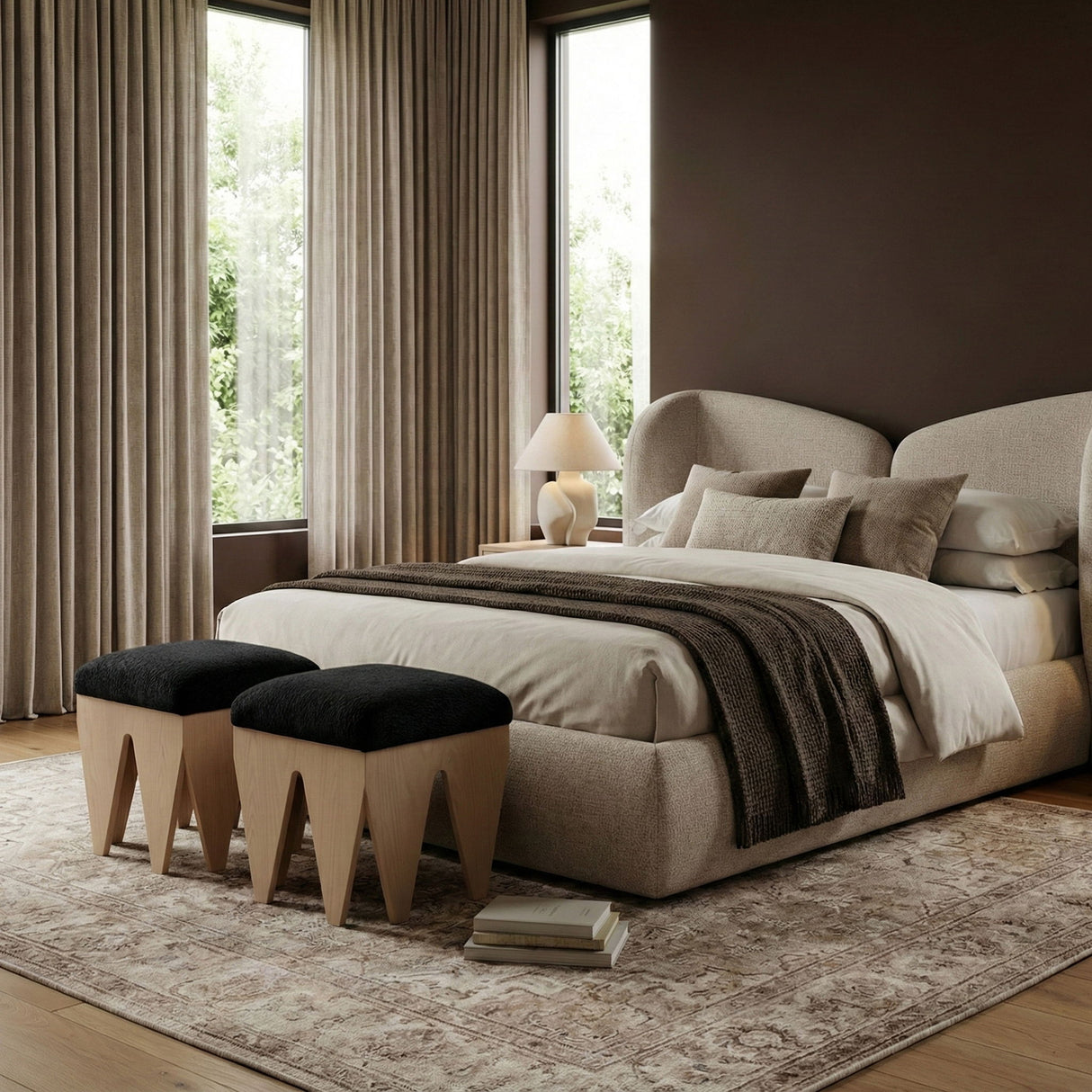 Altair - Fabric Bench - Light Brown Base