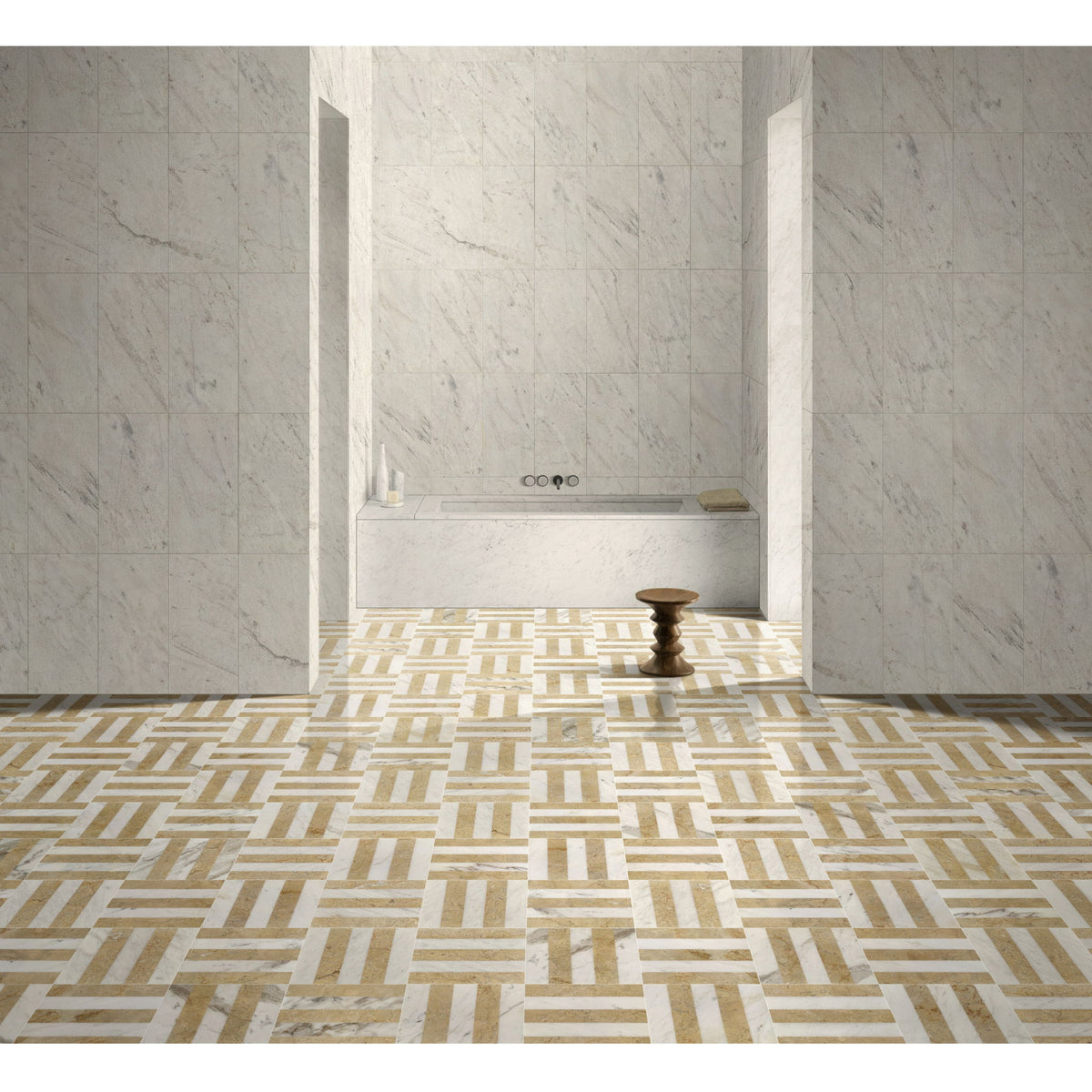 Elegant And Waterjet Polished Marble Tile For Floor And Wall Stone - White / Gold