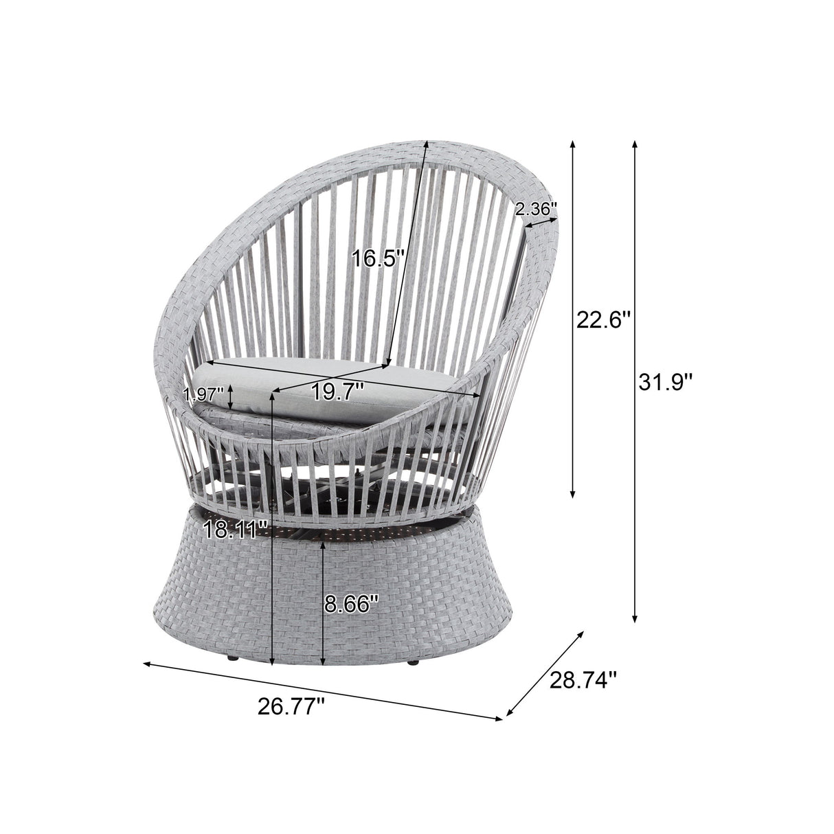 Modern Swivel Wicker Lounge Chair With Round Design