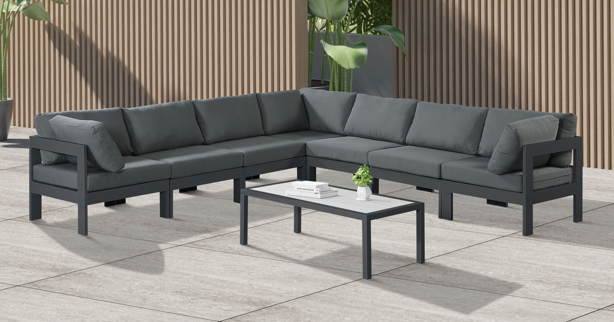 Nizuc - Outdoor Patio 7 Piece Modular Sectional With Gray Frame