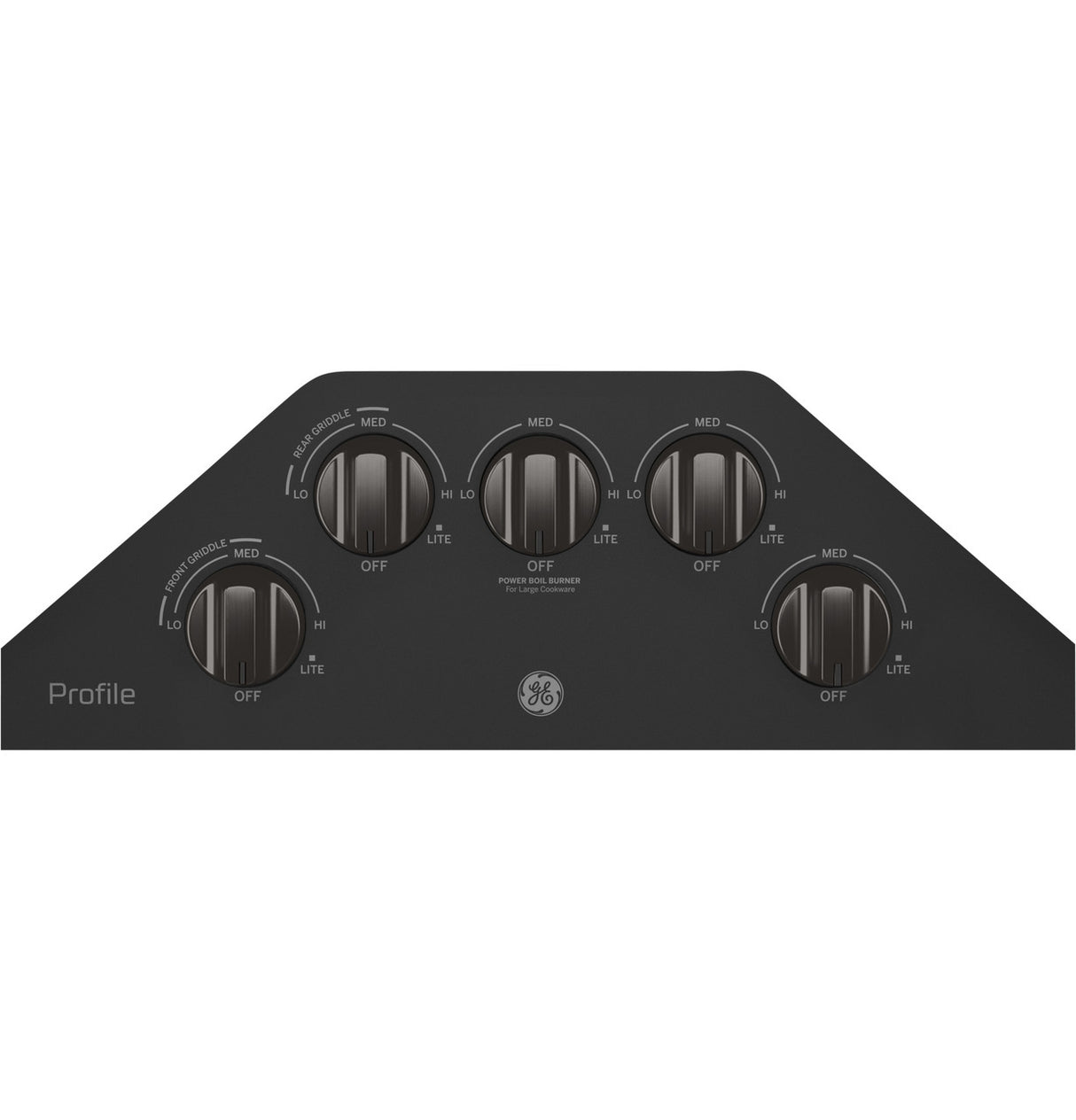GE Profile PGP7030BMTS gas cooktop continuous cast iron grates detail