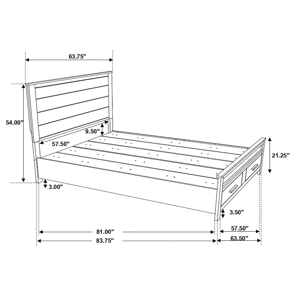 Queen Storage Bed With Platform Design And Drawer Storage - Brown