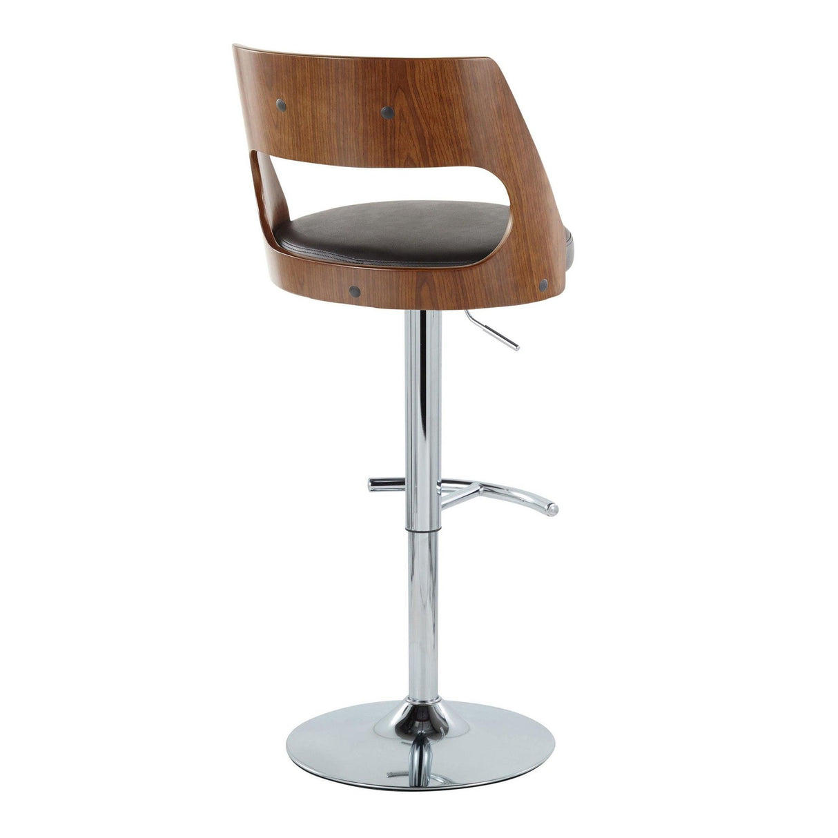 Cecina - Adjustable Barstool With Swivel And Rounded T Footrest (Set of 2) - Chrome Metal, Cherry Wood