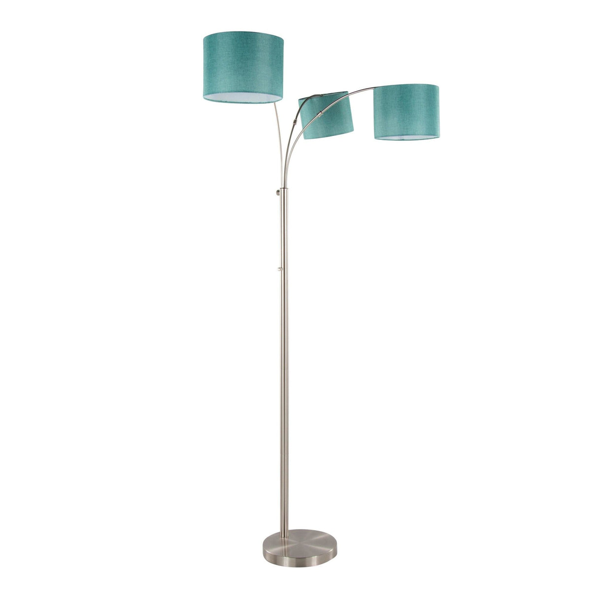 Willow Trio - 84" Metal Floor Lamp - Brushed Nickel And Turquoise Linen from Grandview Gallery