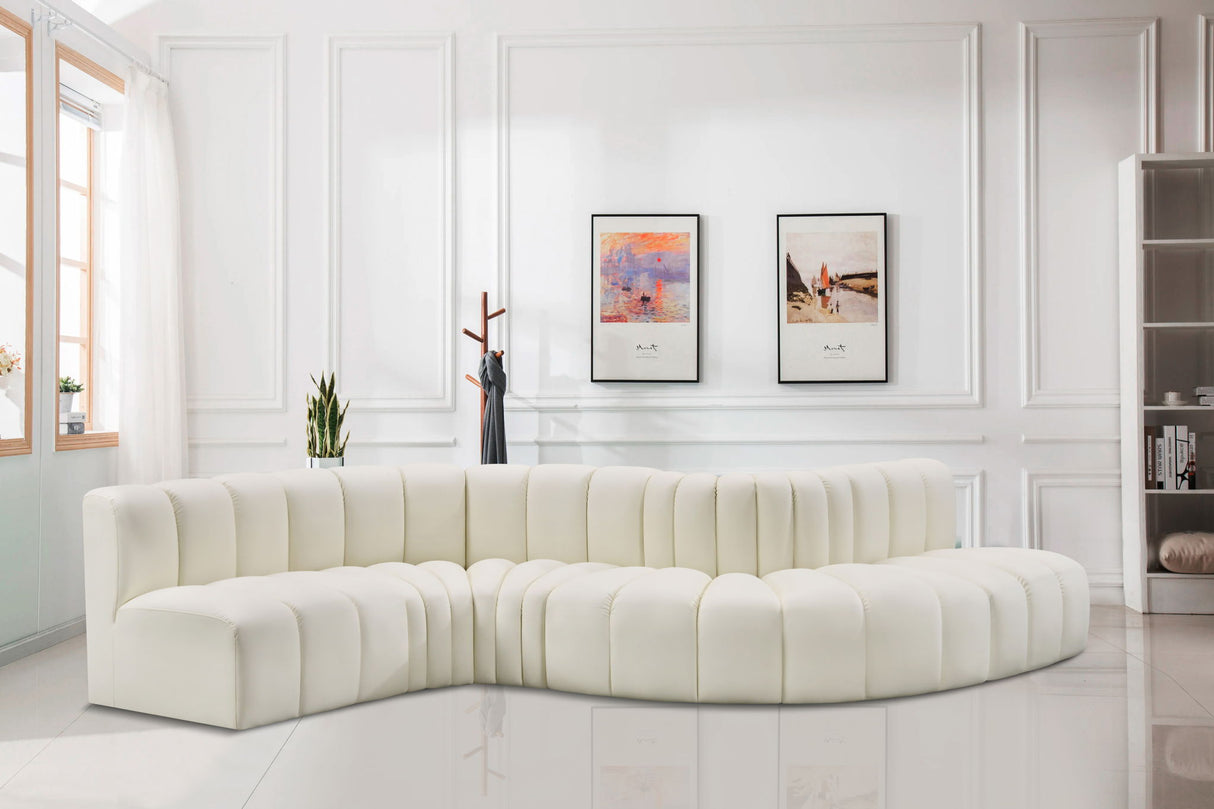 Arc - Faux Leather 6 Piece Curved Modular Sofa