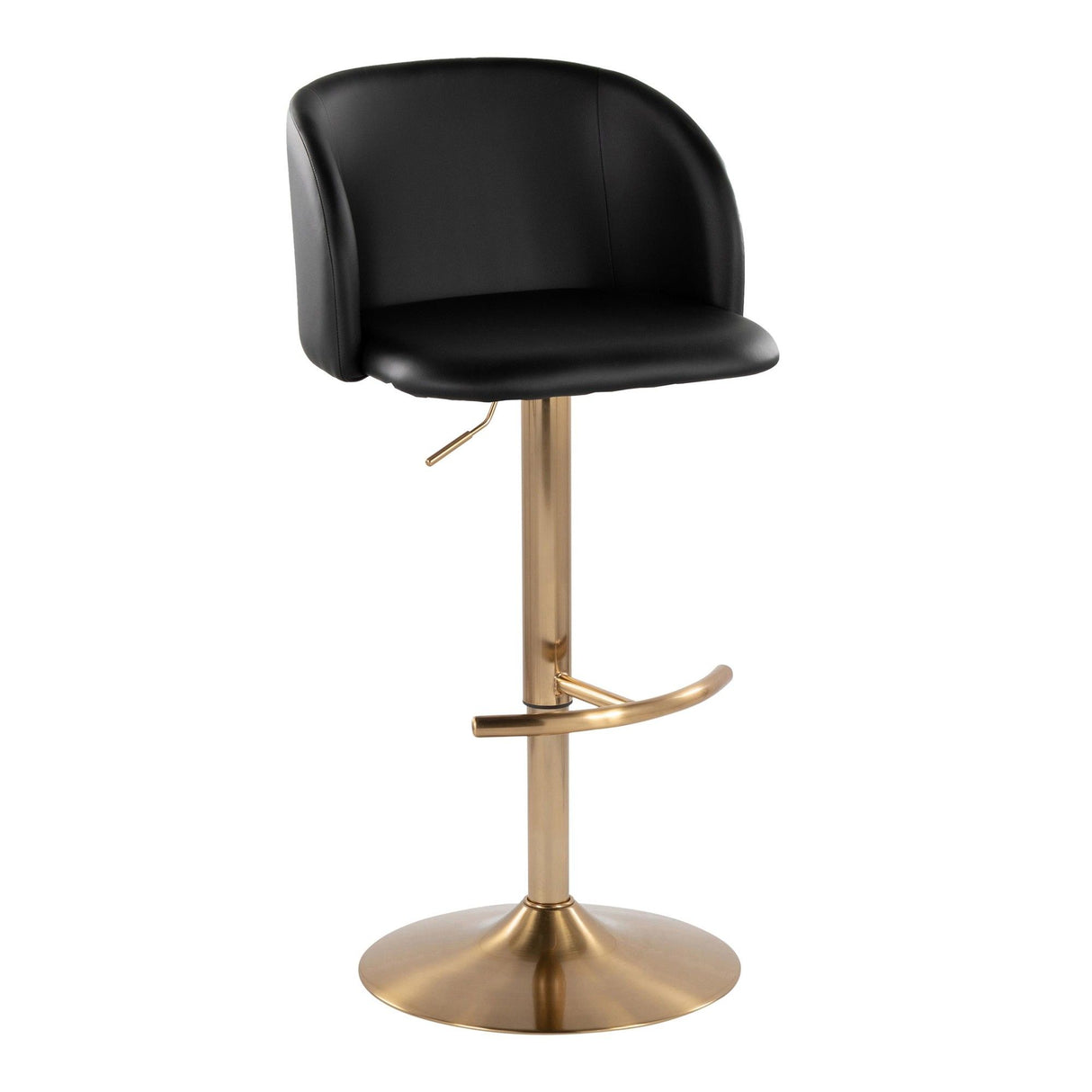 Fran - Adjustable Barstool (Set of 2) - Gold Metal, Black Faux Leather
