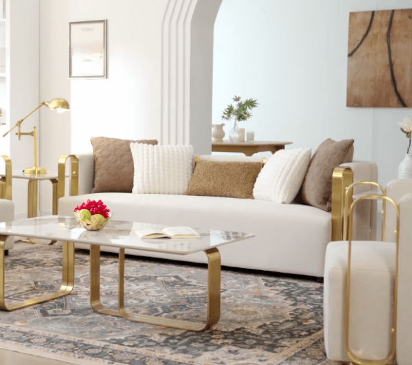 HD-3156 - Sofa - White / Gold