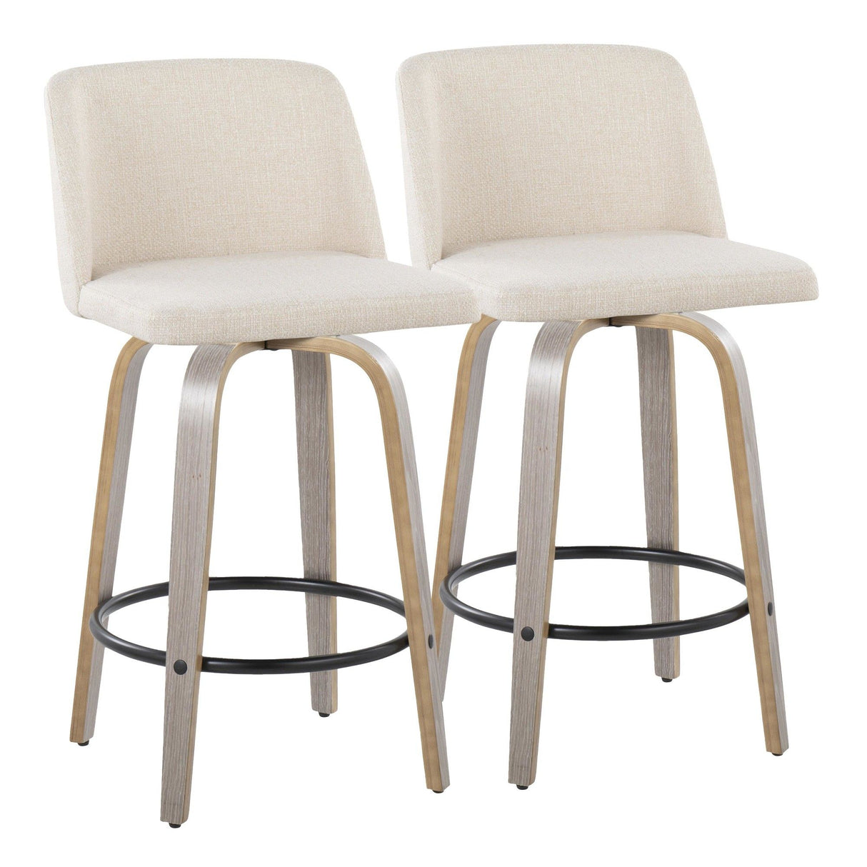 Toriano - 26" Fixed-Height Counter Stool (Set of 2) - Cream Noise And Light Gray