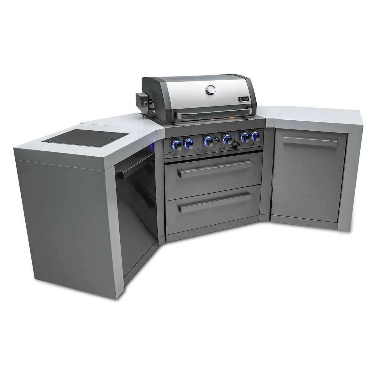 Mont Alpi Deluxe Series 7.5 Ft U-Shaped Propane Outdoor Kitchen Island w/ Side Burner - MAi400-D45