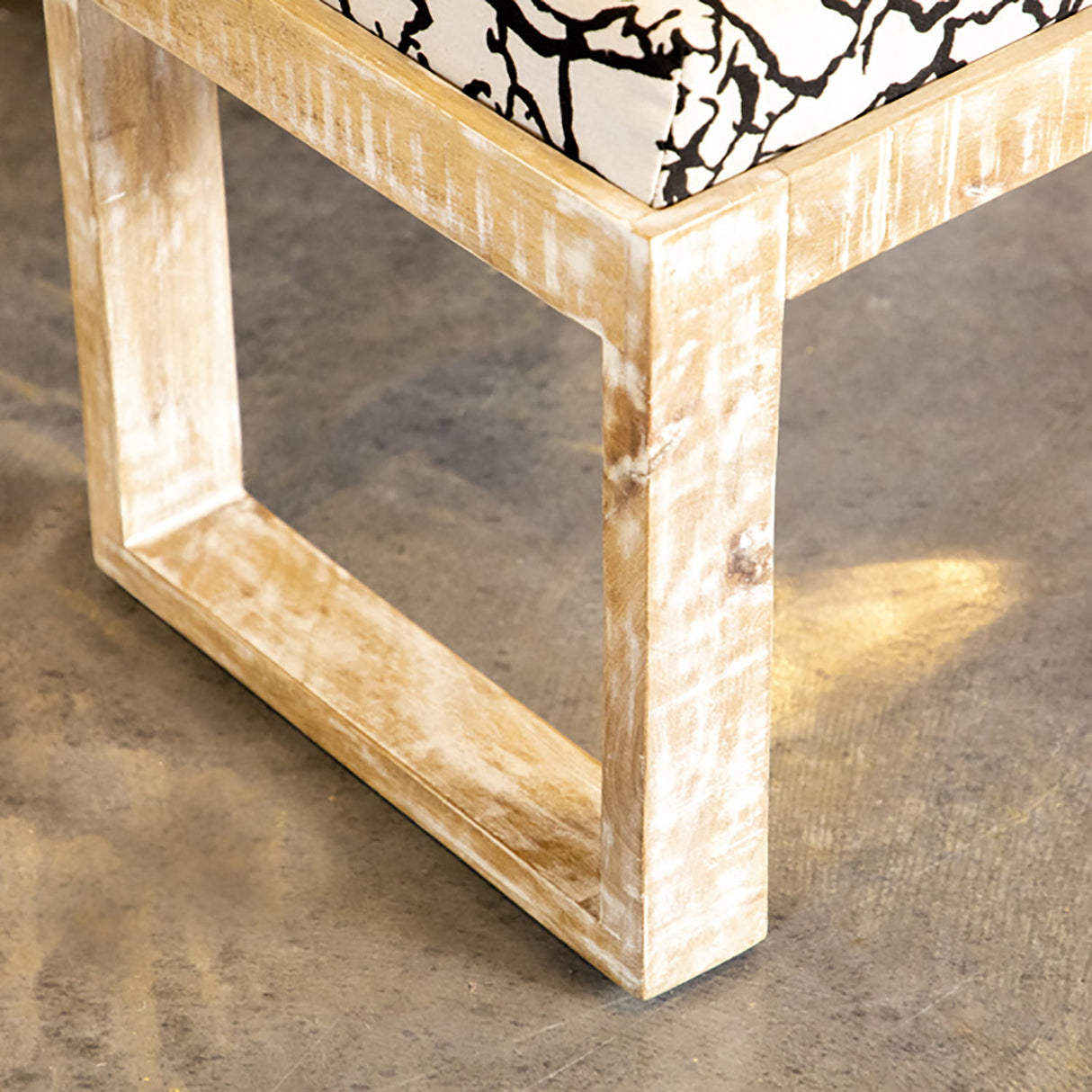 Sled - Leg Accent Bench With Abstract Upholstery - White