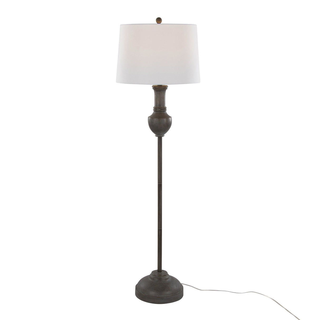 Griffin - 61" Polyresin Floor Lamp - Acid Gray Wood Finish And White Linen Shade