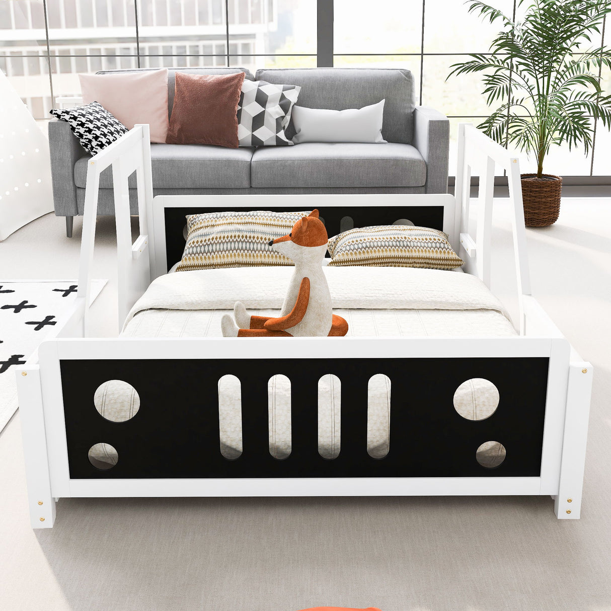 Classic Car Shaped Platform Bed With Wheels