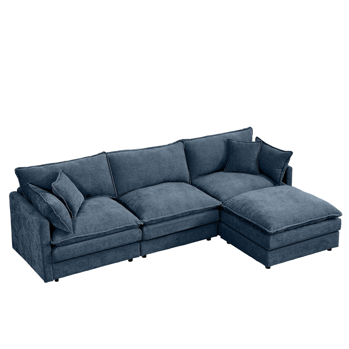 Contemporary Modular Sectional Sofa Set With Movable Ottoman