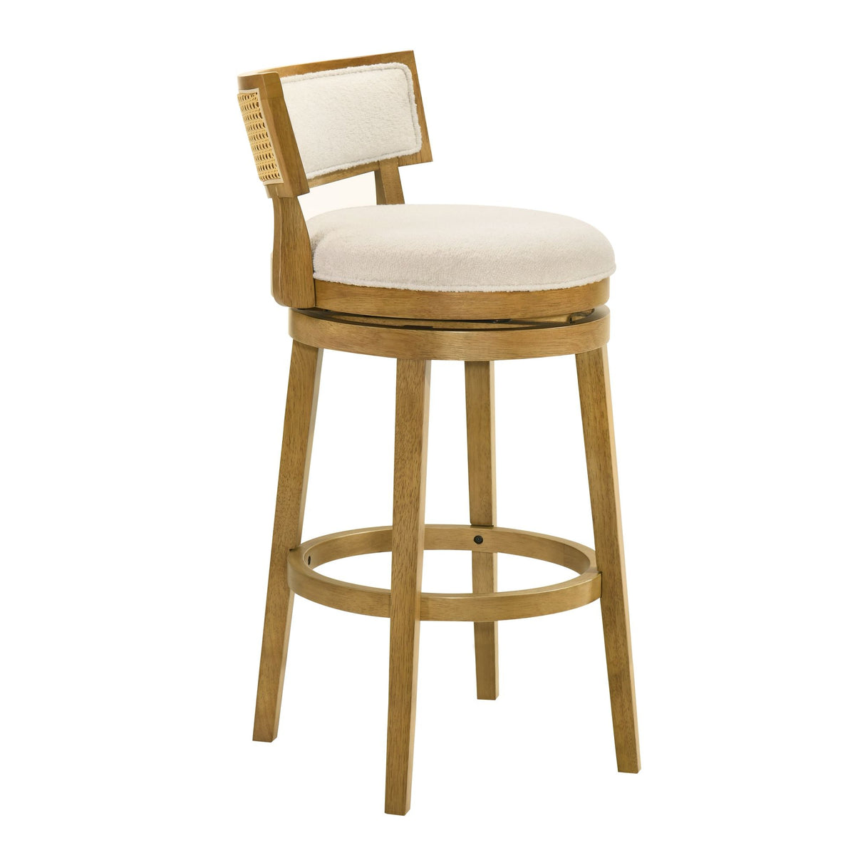 Noely - Modern Farmhouse Swivel Wood Bar Height Kitchen Bar Stool