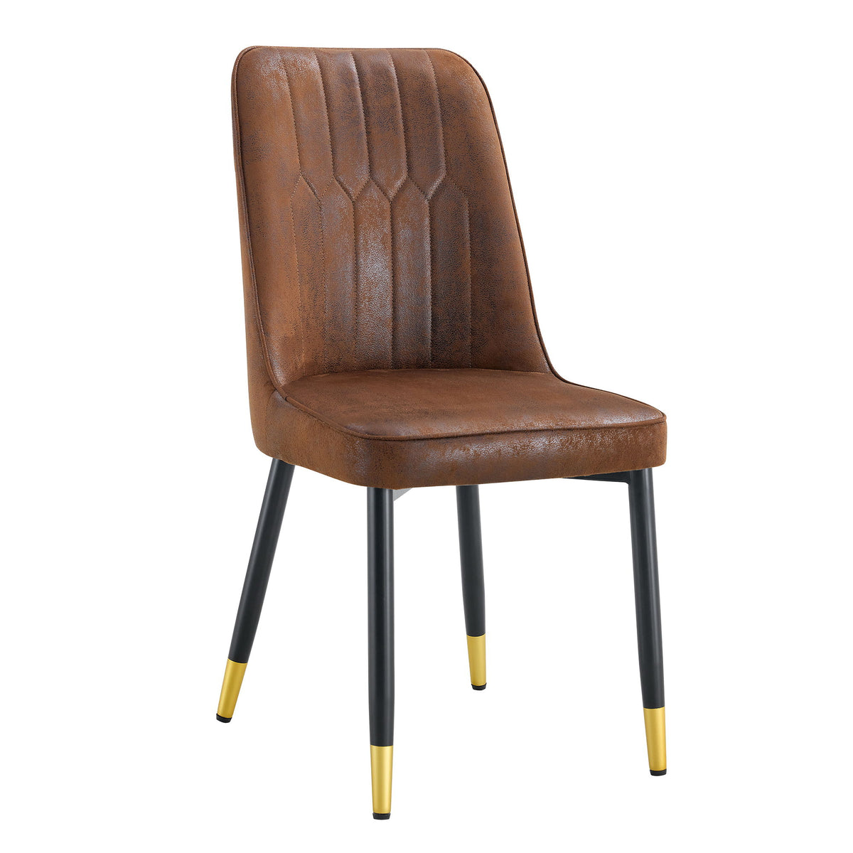 Modern Brown Suede Like Velvet Dining Chair (Set of 2) - Black / Gold