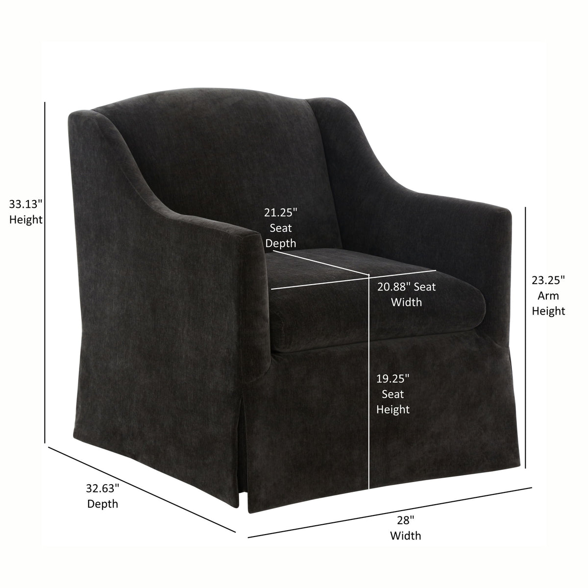 Luisa - Skirted Swivel Accent Chair