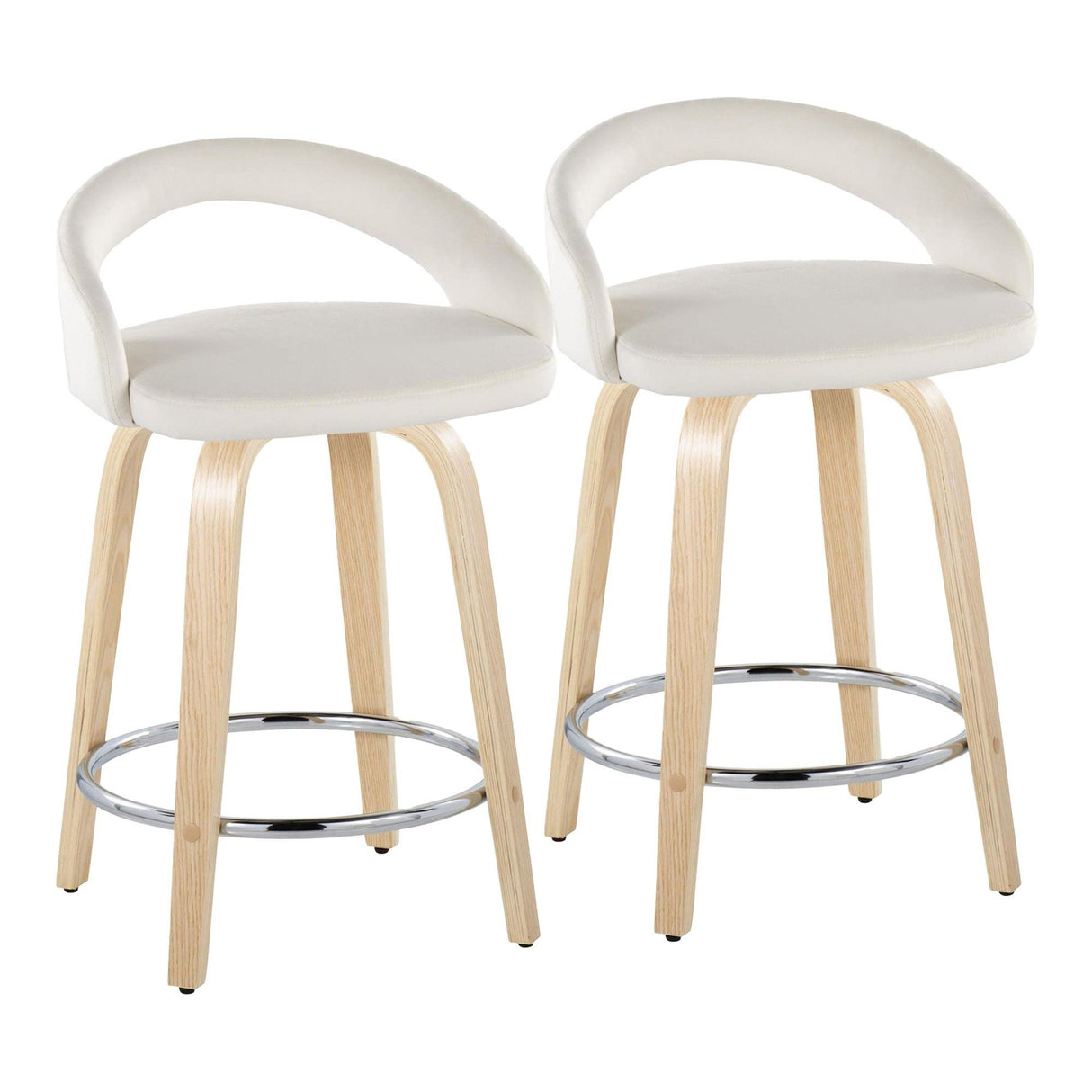 Grotto - 30.5" Upholstered Fixed-Height Counter Stool (Set of 2) - Natural Wood Base