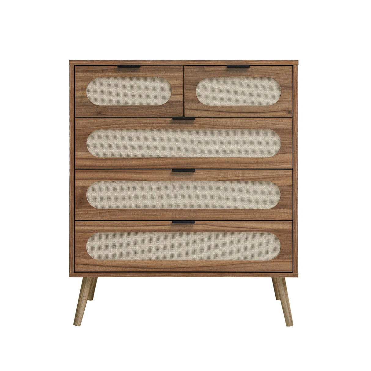 Modern 5 Drawer Accent Storage Cabinet For Living Room, Bedroom, Dining Room, Or Study - Walnut