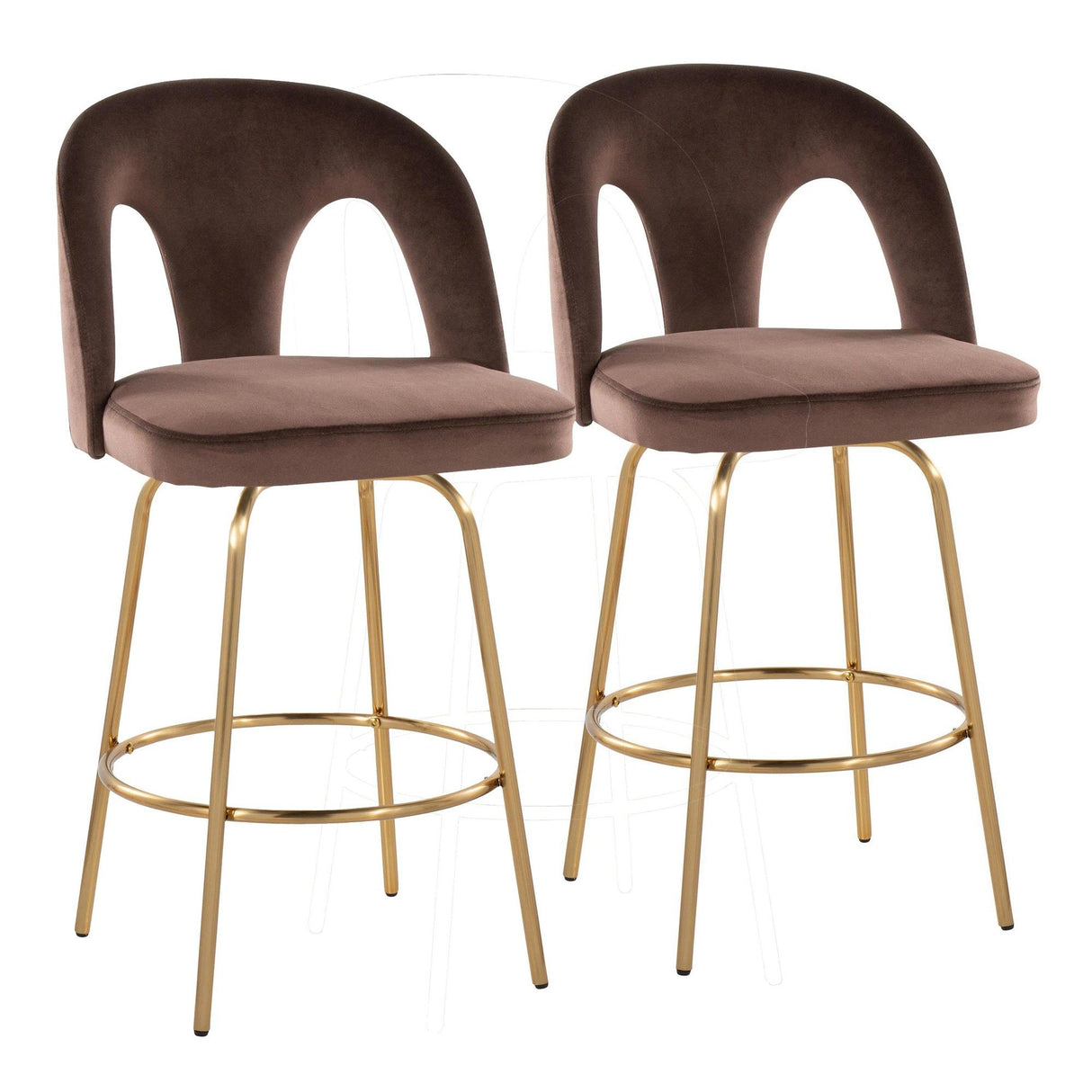 Ava - Upholstered Fixed-Height Barstool (Set of 2) - Gold Base