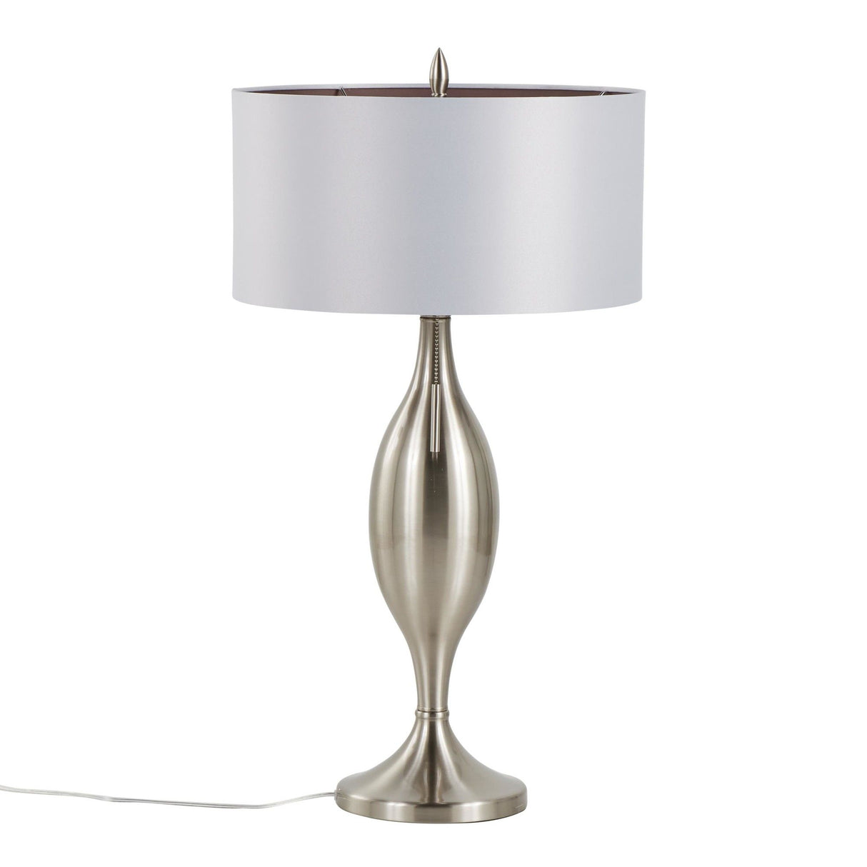 Anabelle - Metal Table Lamp (Set of 2) - Brushed Nickel, Light Silver Fabric
