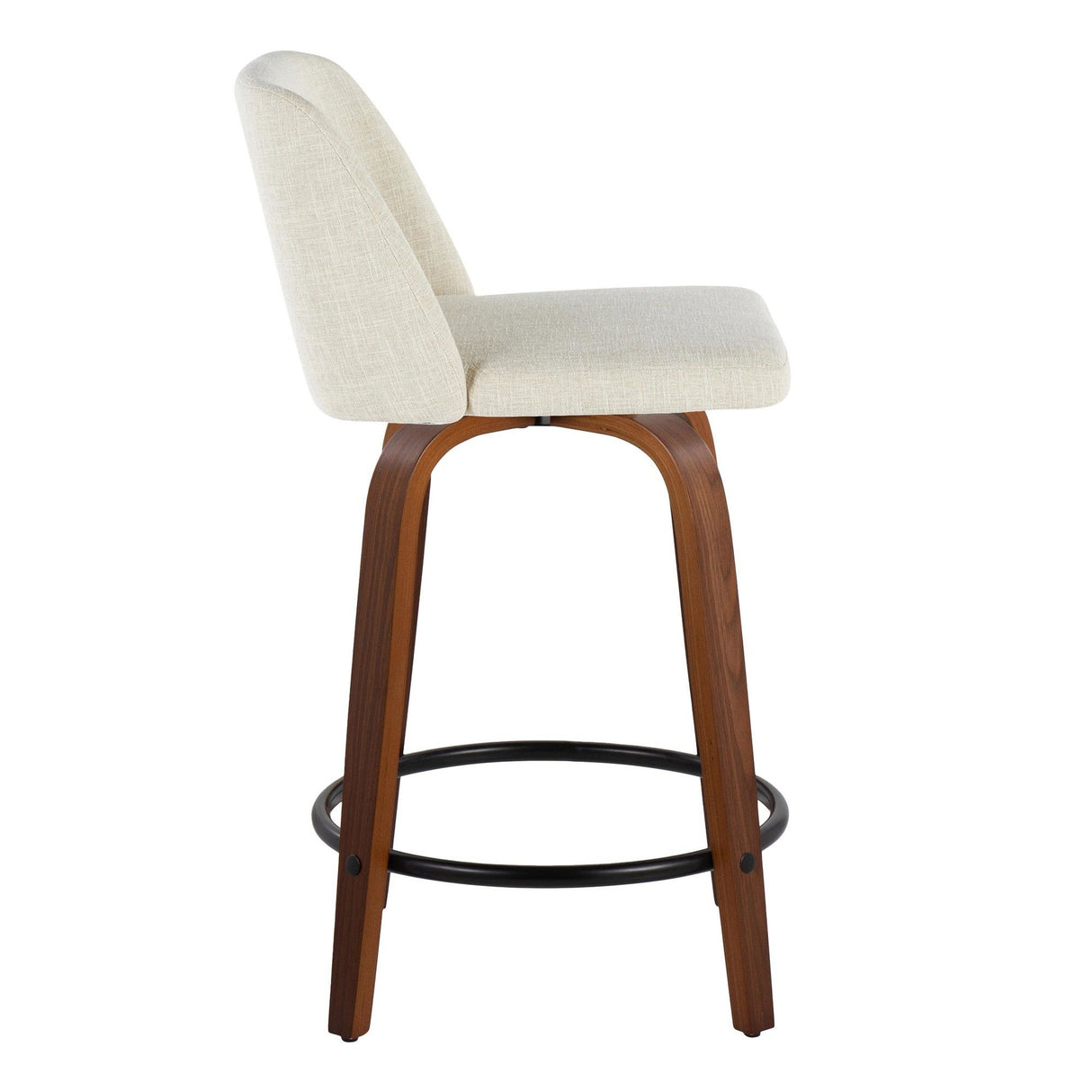 Toriano - 24" Fixed-height Counter Stool (Set of 2) - Walnut And Black Round Footrest