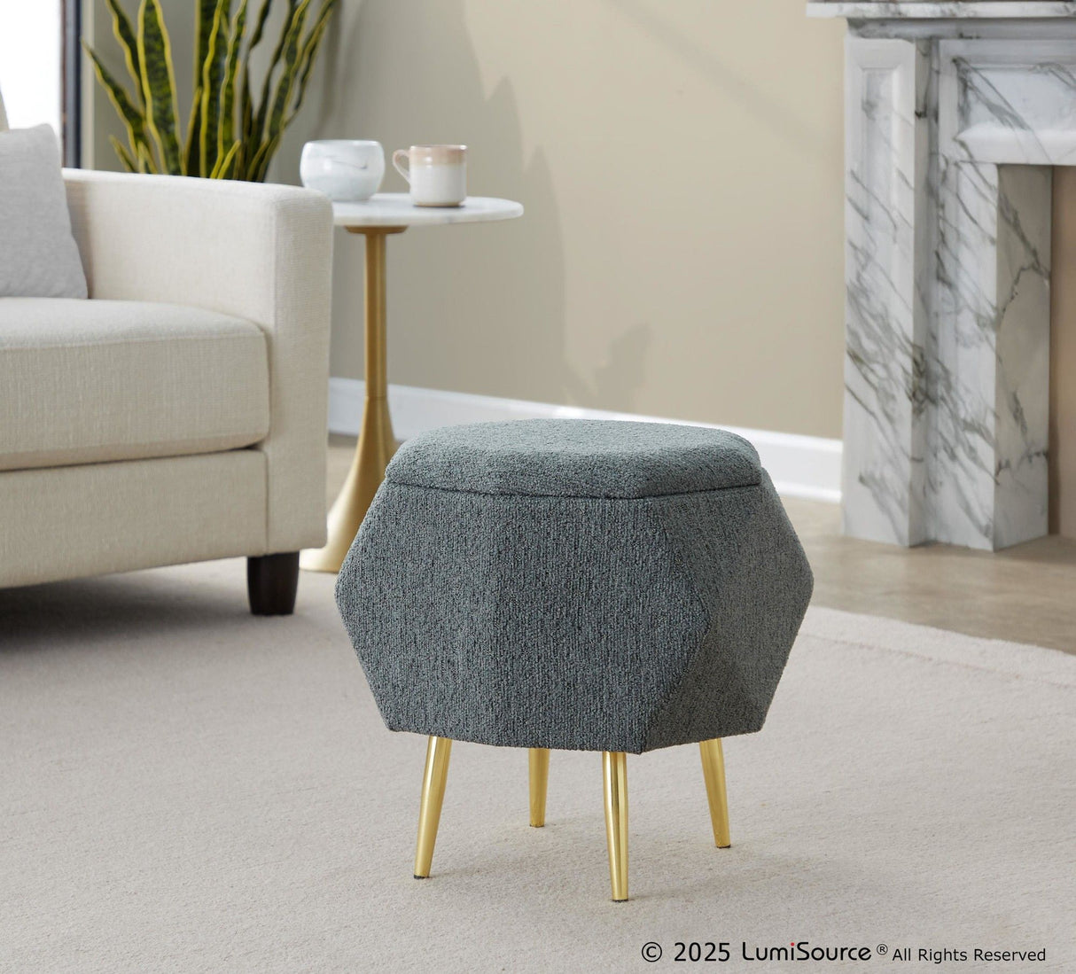 Diamond - Ottoman - Gold Metal Legs