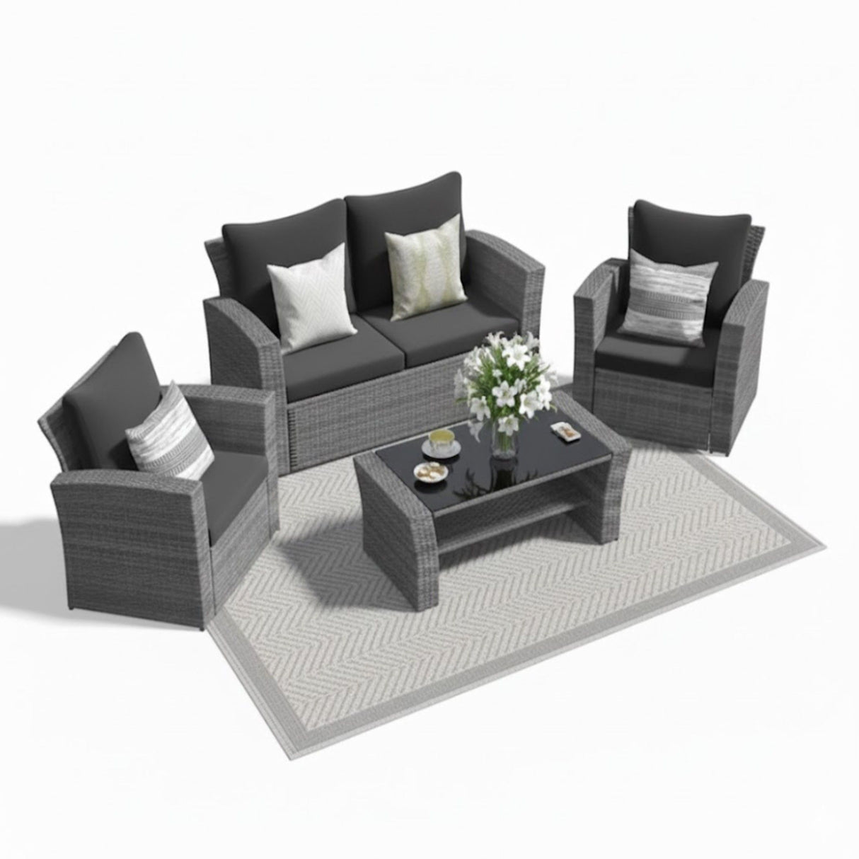 Modern Patio Set With Table And Cushions
