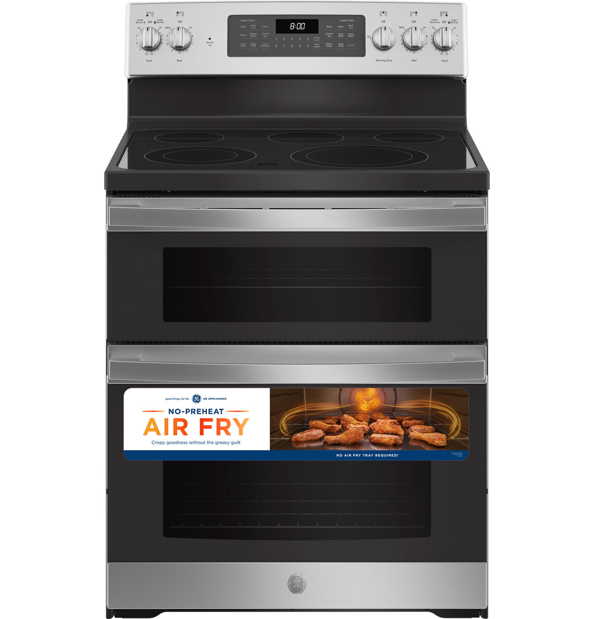 GE JBS86SPSS - 30 in. 6.6 cu. ft. Air Fry Standard Convection Double Oven Electric Range with Smoothtop Burners - Stainless Steel