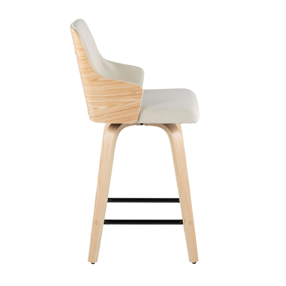 Santi - 24" Fixed-Height Counter Stool With Swivel - Natural Wood (Set of 2)