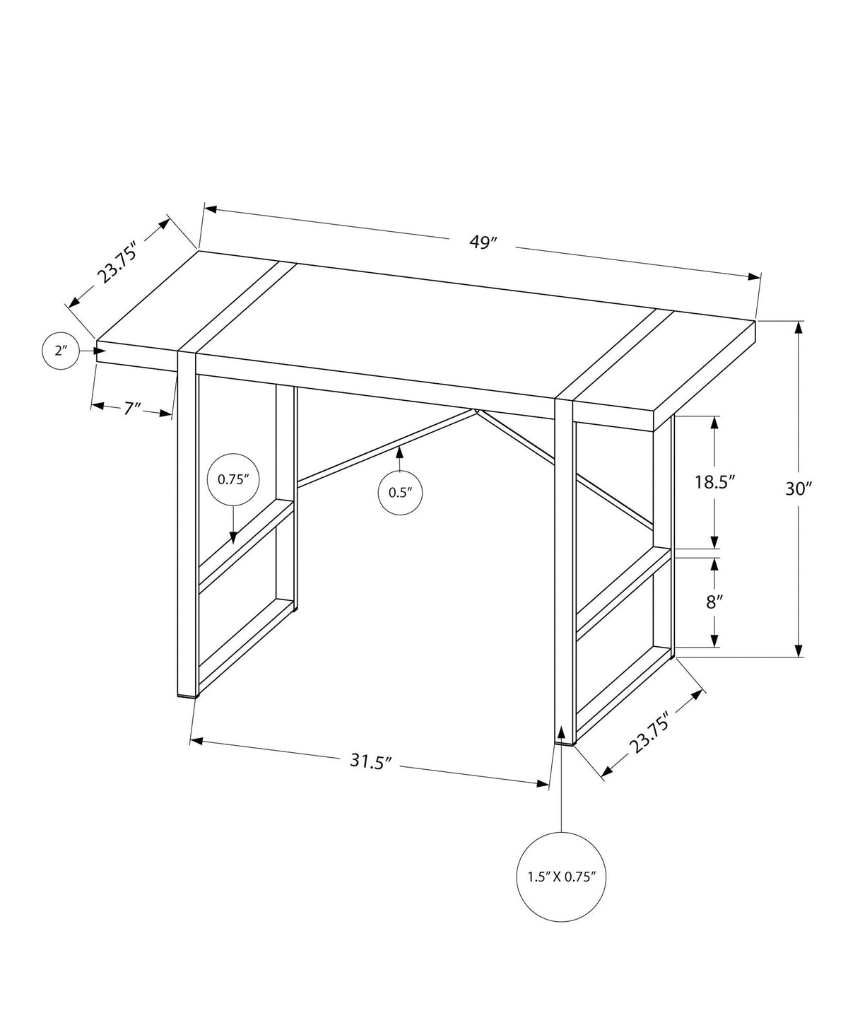 Computer Desk For Home Office, Laptop, Contemporary Versatile Placement - Taupe
