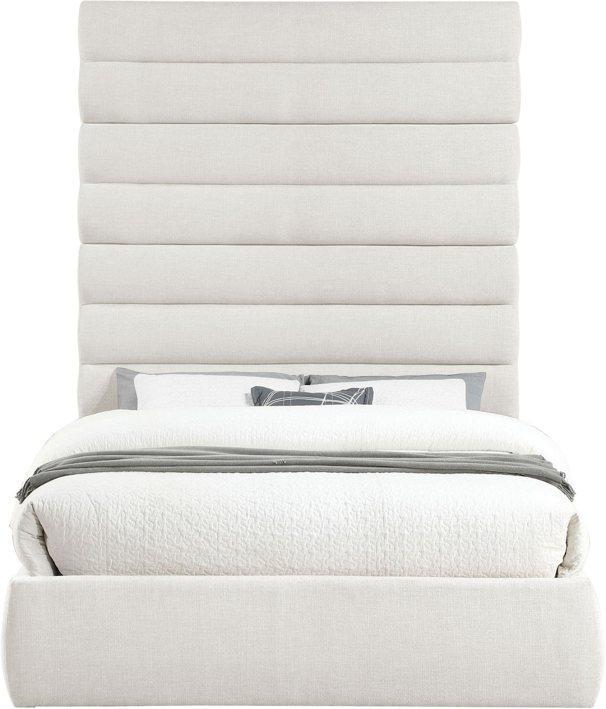 Adam - Linen Fabric Bed With 89" Headboard