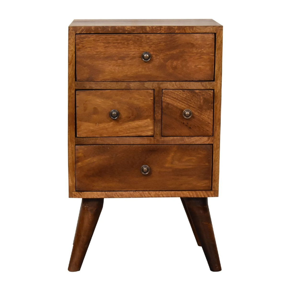 4 Drawer Multi Bedside Table - Chestnut