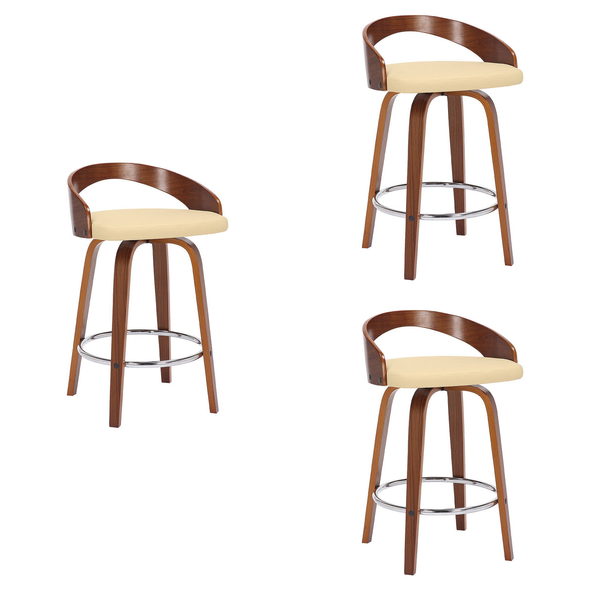 Sonia - 26" Counter Height Swivel Bar Stool - Walnut Wood