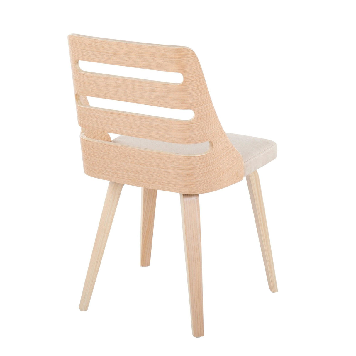 Trevi - Mid-Century Modern Dining / Accent Chair (Set of 2) - Natural Wood With Cream Fabric