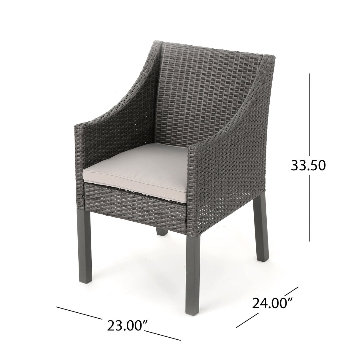 Outdoor Rattan Dining Chair With Straight Legs And Sloped Arms (Sey of 2)