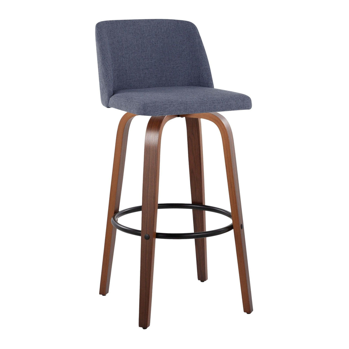 Toriano - 30" Faux Leather Fixed-Height Barstool (Set of 2) - Walnut & Chrome Base