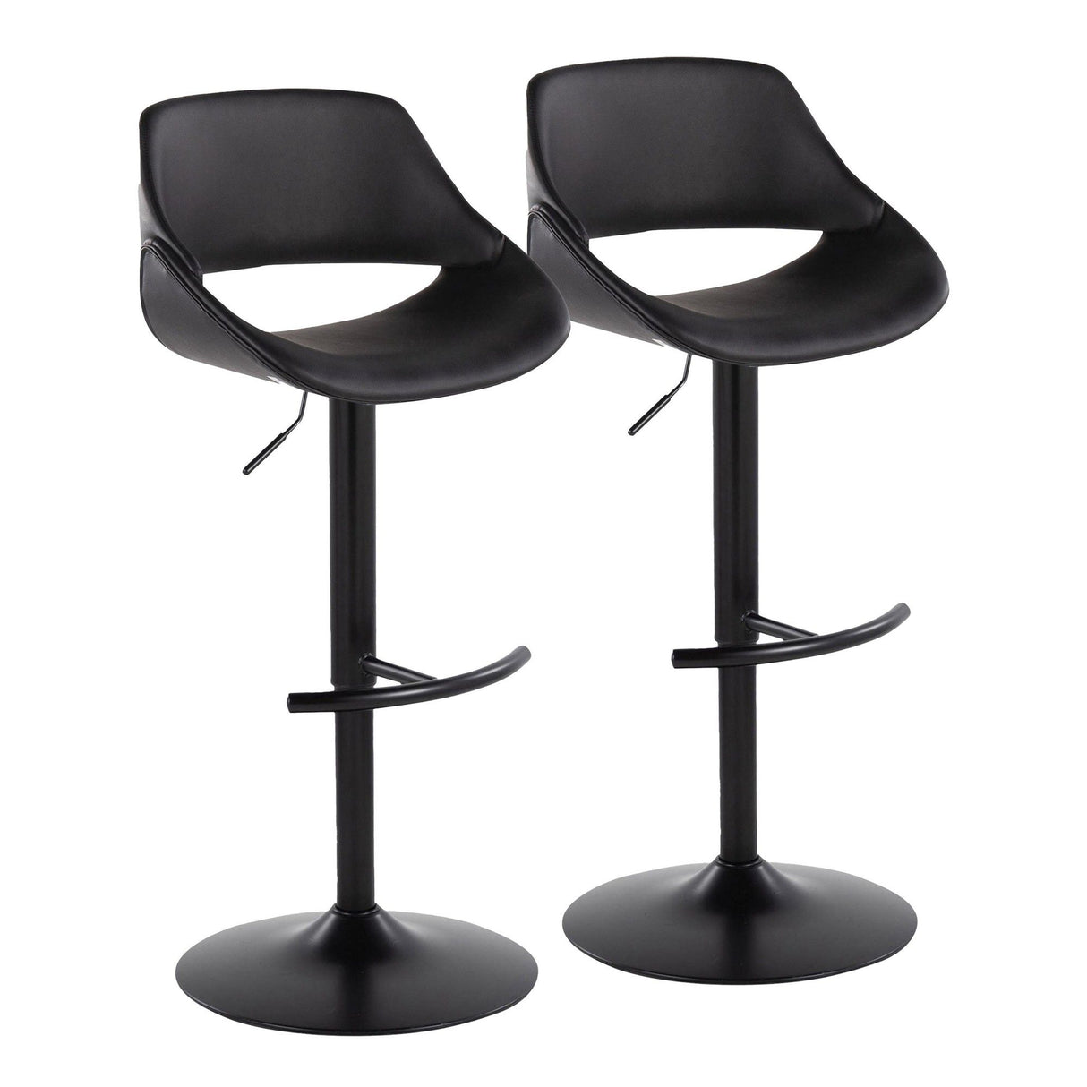 Fabrizzi - Adjustable Barstool With Rounded T Footrest (Set of 2) - Black Metal