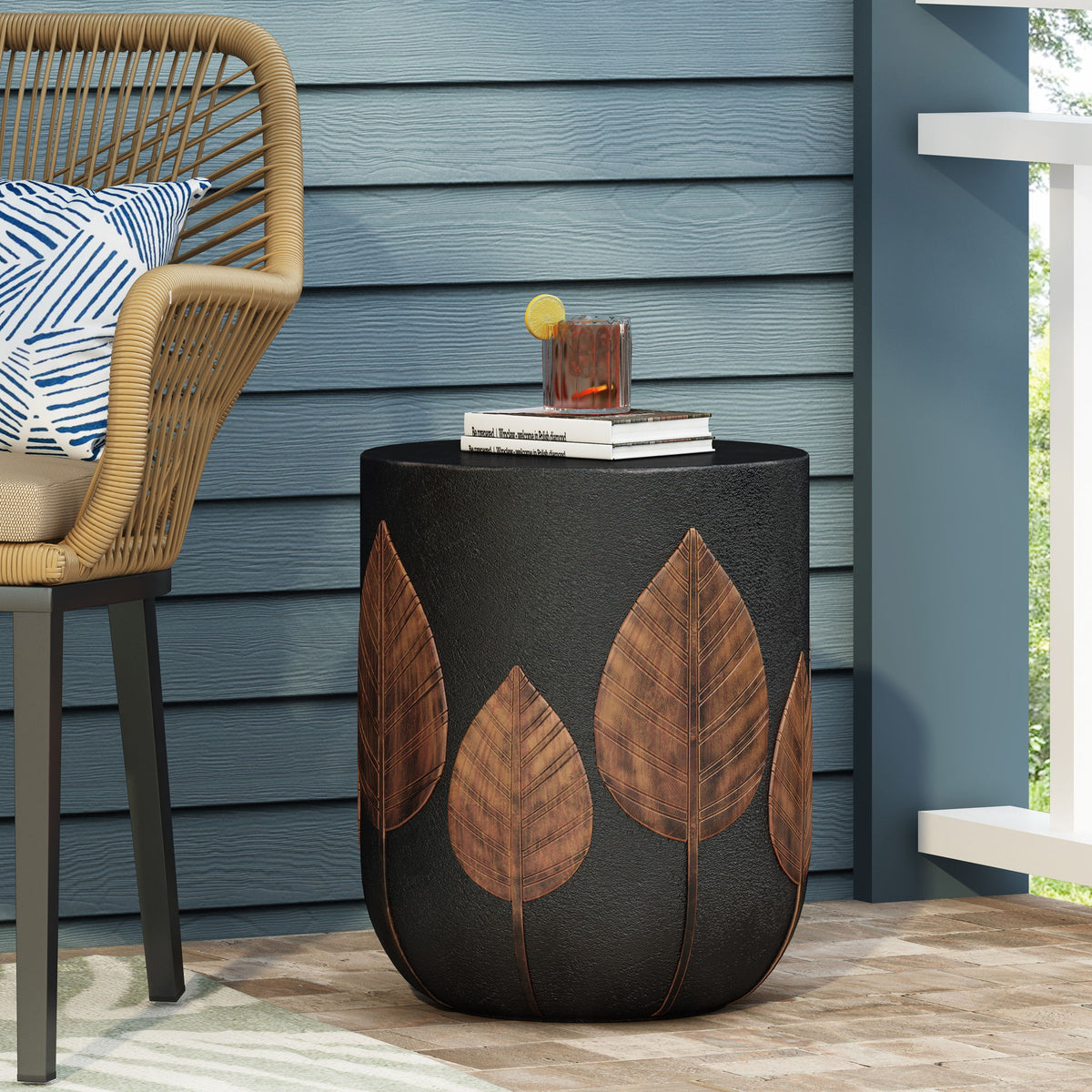 Outdoor Lightweight Concrete Side Table - Copper