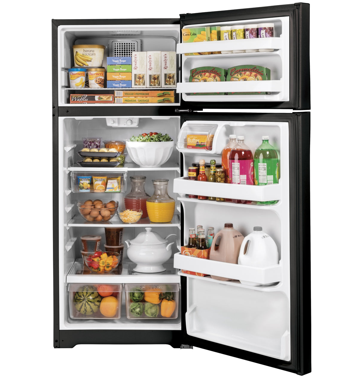 GE GTE17GTNRBB - 28 in. 16.6 cu. ft. Energy Star Top Freezer Refrigerator - Black