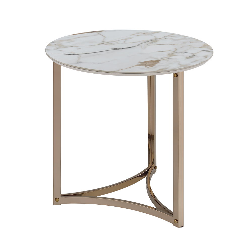 Zaidee - 23.5" End Table - Sintered Stone & Champagne