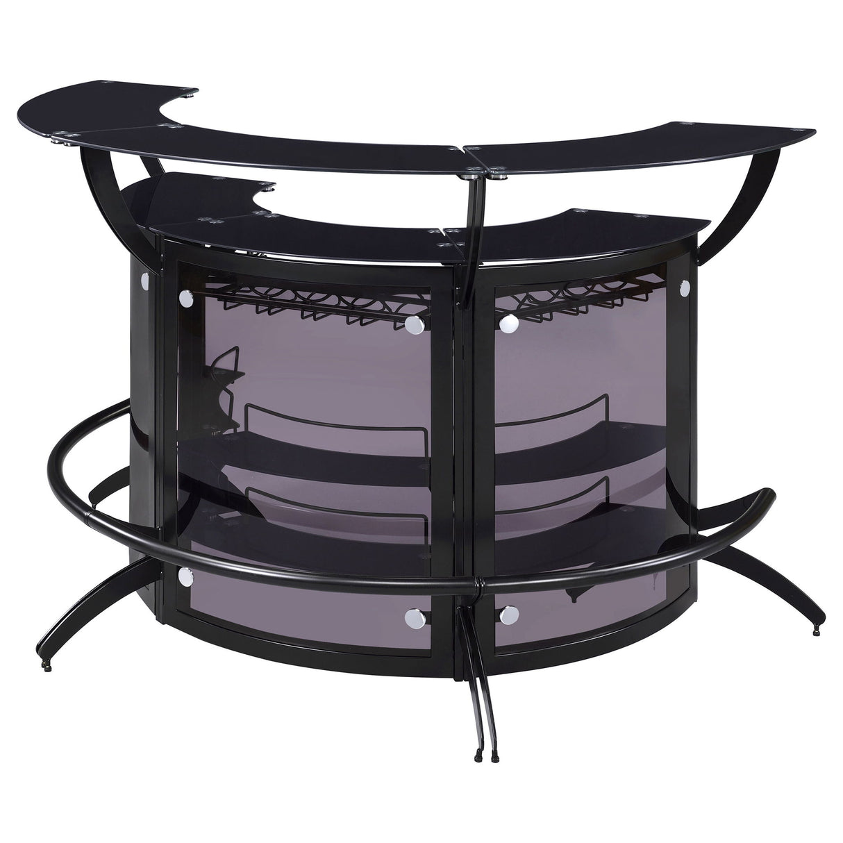Elaina - 3 Piece Curved Freestanding Home Bar - Black