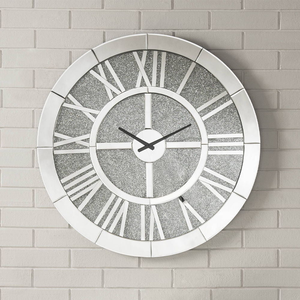 Noralie - Wall Clock - Mirrored & Faux Diamonds