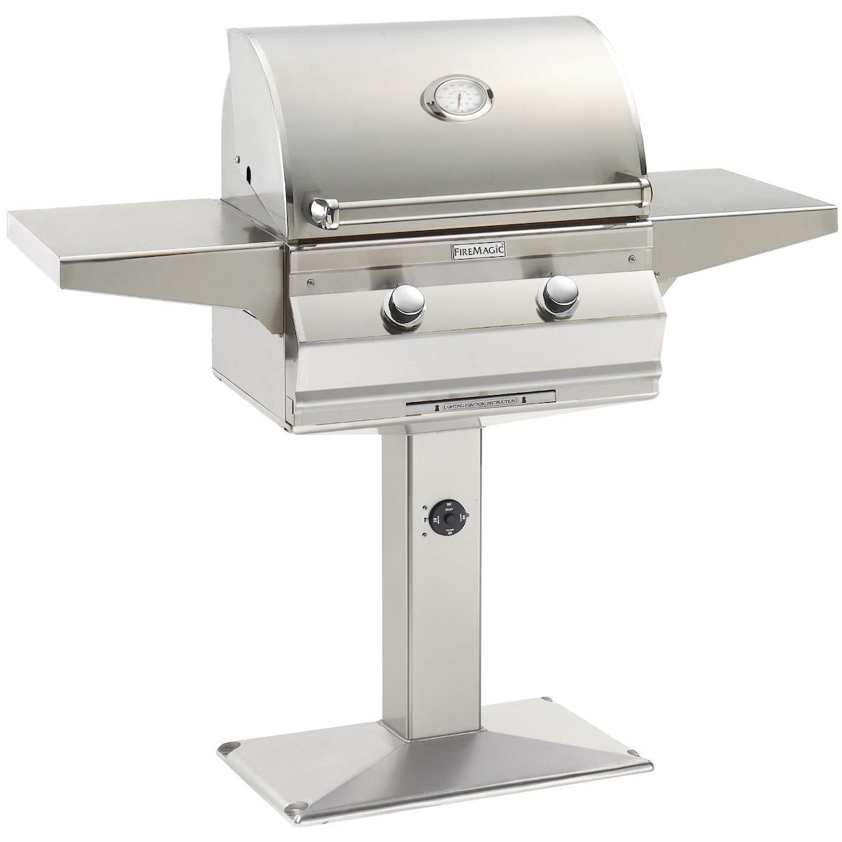 Fire Magic Choice C430S 24-Inch Propane Gas Grill With Analog Thermometer On Patio Post - C430S-RT1P-P6