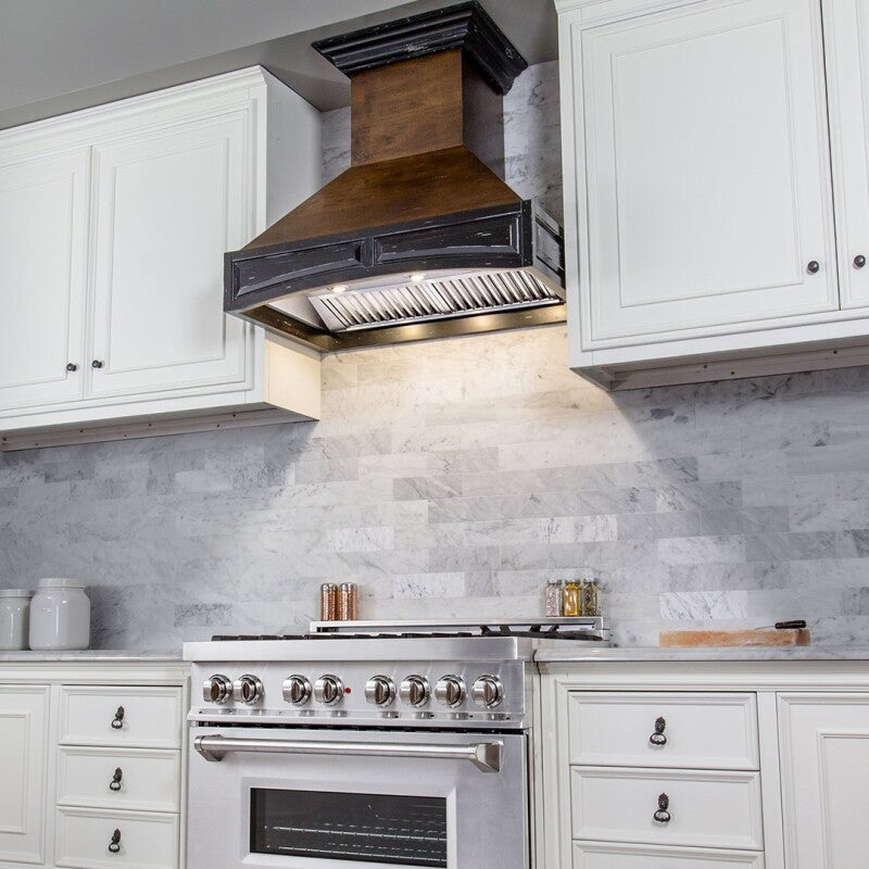 Wooden Wall Mount Range Hood - Includes Dual Remote Motor (321AR-RD) - 42 Inch / 700 - (321ARRD42) -
