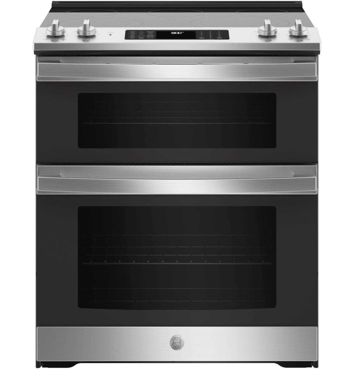 GE JSS86SPSS - 30 in. 6.6 cu. ft. Air Fry True European Convection Double Oven Slide-In Electric Range with Smoothtop Burners - Stainless Steel
