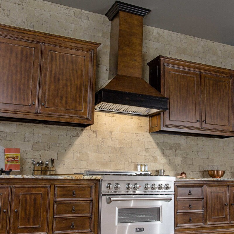 30" Ducted Wooden Wall Mount Range Hood with Dual Remote Blower and Hamilton - (329AHRD30) -