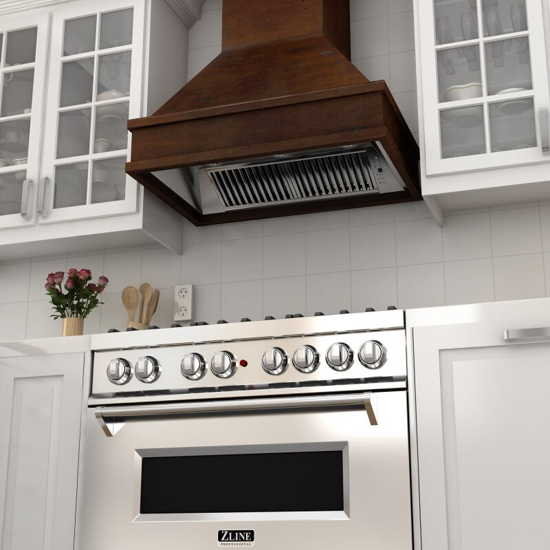 36" Wooden Wall Mount Range Hood and Hamilton - Includes Single Remote Motor - 36 Inch / 400 - (329WHRS36400) -