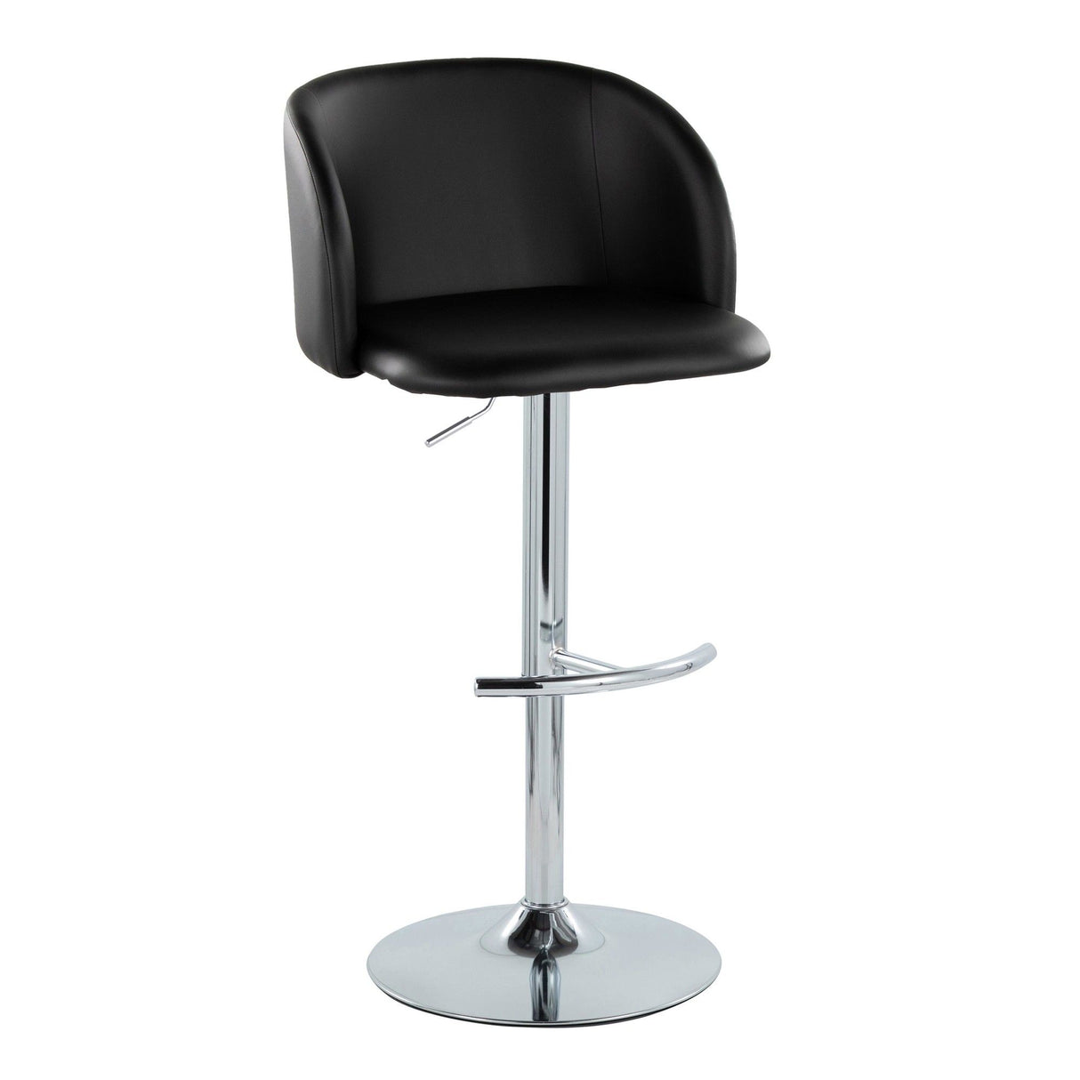 Fran - Adjustable Barstool (Set of 2) - Chrome Metal, Black Faux Leather
