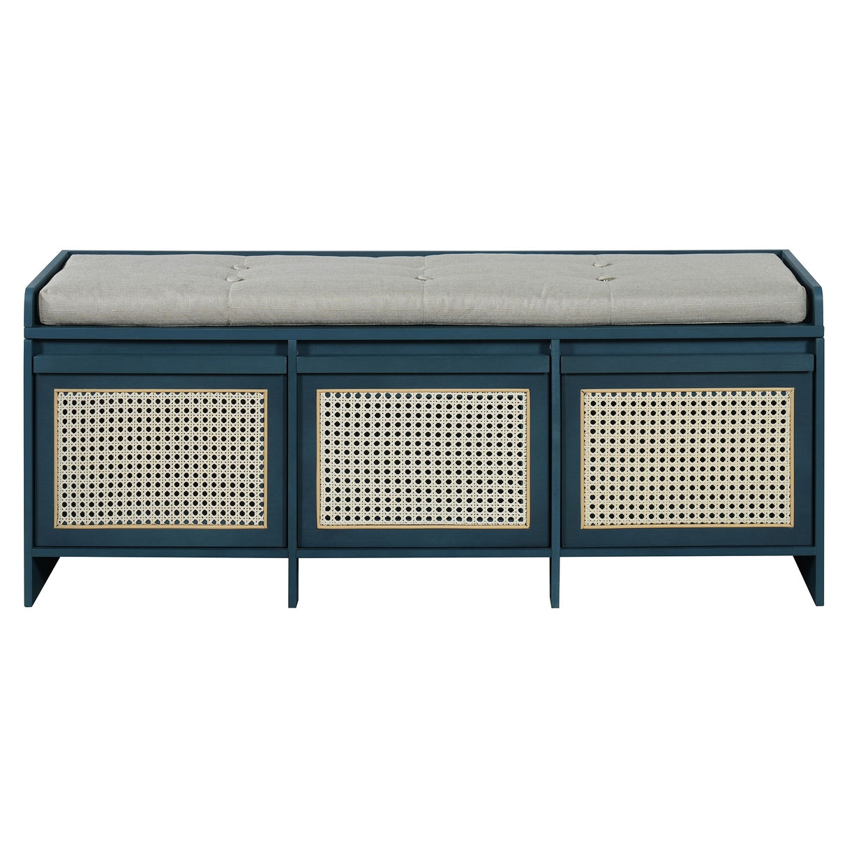 Entryway Shoe Bench With Drawers & Button Tufted Cushion